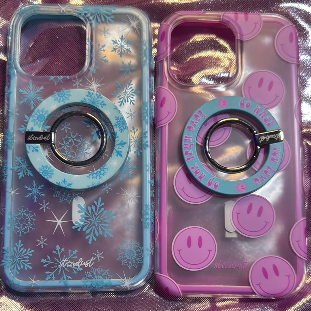 Stardust Blue and Pink Cases with Ring Holders